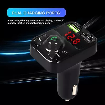 UK Car Wireless Bluetooth FM Transmitter MP3 Player USB Car Fast Charger Adapter • £5.99