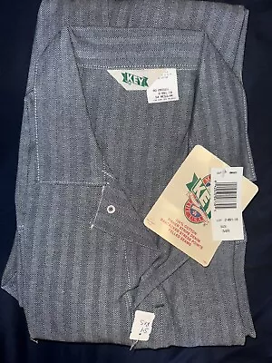 Vintage Key 100% Cotton Fisher Stripe Denim Overalls 54 Regular • $15