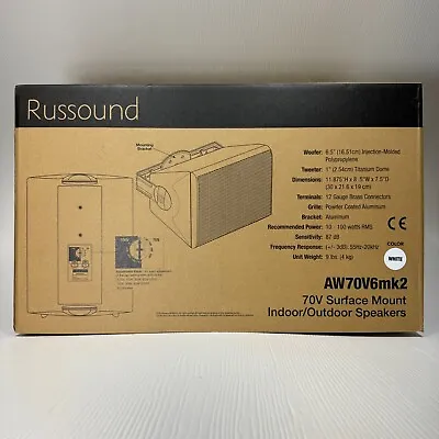 Russound Pair Of AW70V6mk2 70V/100V Surface Mount Outdoor Speakers White 100W • $199.99