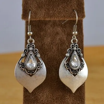 925 Silver Ear Hook Vintage Moonstone Dangle Drop Earrings Women Wedding Jewelry • $2.20