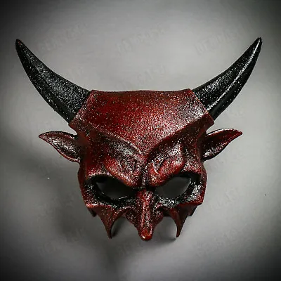$39.99 • Buy Bloody Red Scary Devil Mask Black Horn Cosplay Costume Halloween Masquerade Mask