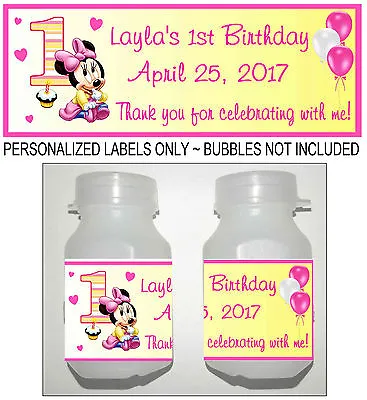 30 Minnie Mouse 1st Birthday Party Favors Bubble Labels • $6.99