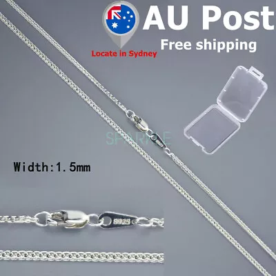 $19.99 • Buy Real 925 Sterling Silver Necklace 1.5mm Spiga/Wheat Chain 16-28  Stamped Lobster