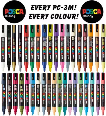 Uni Posca PC-3M Paint Marker Pens - Fine Nib - Every Colour - Buy 4 Pay For 3 • £2.85