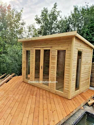 28mm Loglap BESPOKE 12x8 SUMMERHOUSE GARDEN ROOM SHED OFFICE  PENT 28MM T&G • £1800