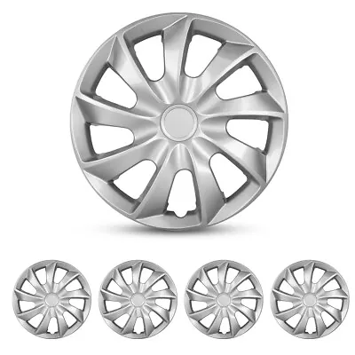 14  Set Of 4 Silver Wheel Covers Snap On Full Hub Caps Fit R14 Tire & Steel Rim • $41.99