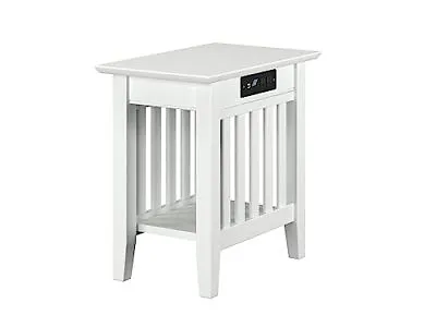 Atlantic Furniture Ah13212 Mission Chair Side Table With Charging Station White • $135.88