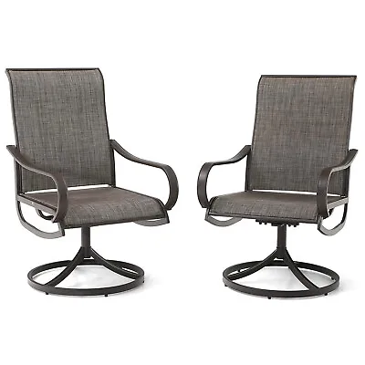 PHI VILLA Patio Chair Set Of 2 Outdoor Swivel Dining Chairs High Back Armchairs • $229.99