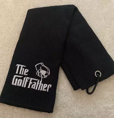 The Golf Father Black Microfiber Waffle Textured Golf Towel • $16