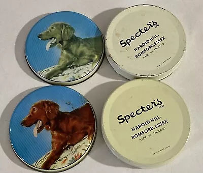 Specter’s Candy 2 Tins With Dog Irish Setter VTG 4.5” Round One Is Very Faded • $89.99