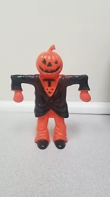 Vtg Rosbro Halloween Pumpkinhead Scarecrow Candy Container • $40