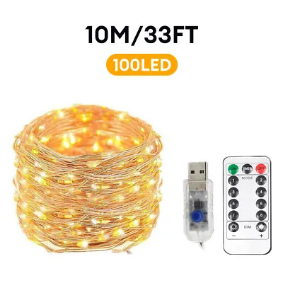 USB Plug In 50/100 LED DIY Micro Copper Wire Fairy String Lights Home Xmas • $8.50