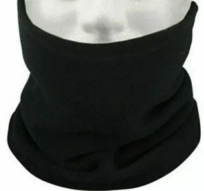 2x NECK WARMER SNOOD THERMAL BLACK SCARF WARM FLEECE ADULTS ONE HS • £8.93