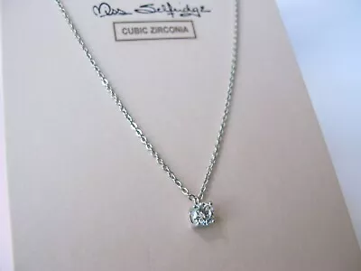 Miss Selfridge Silver Tone Necklace With Cubic Zirconia Diamante BNWT NEW • £8.48