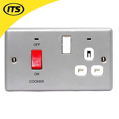 £17.16 • Buy BG Brushed Steel 45A Cooker Connection Unit Switched Socket - White