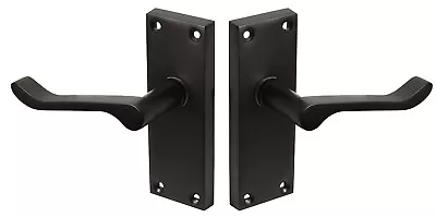 Victorian Scroll Matt Black Internal Door Handles Set 120x42mm • £9.49
