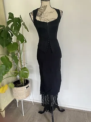 Vintage Raven Gothic Goth Floral Lace Mermaid Midi Skirt • $80