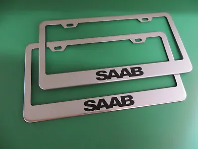 (2)NEW   SAAB   Stainless Steel License Plate Frame +screw Caps • $23.10