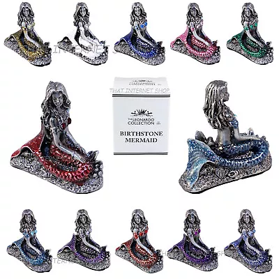 Pewter Mermaid Birthstone Collectible Magical Gemstone Home Ornament Gift Boxed • £4.95