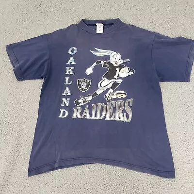 VINTAGE Oakland Raiders Shirt Mens Extra Large Blue Bugs Bunny Graphic Tee XL • $88.88