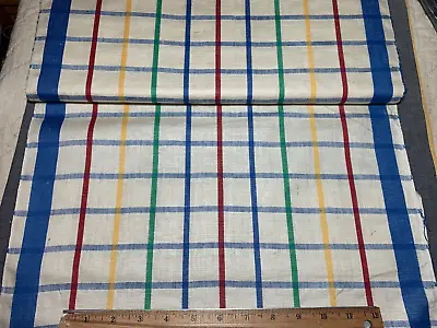Vintage Linen Kitchen TOWELING TOWEL FABRIC Red Yellow&Green Windowpane 16 X 28  • $11.99