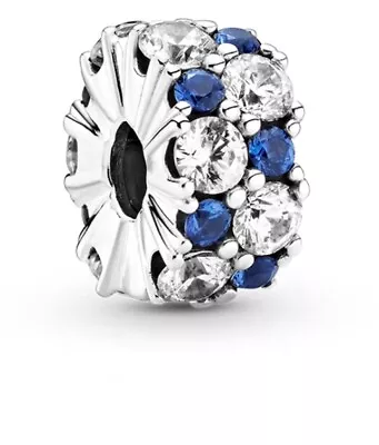 Genuine Pandora Silver Snake Chain Bracelet Blue Moon Stars Dangle 4 Charms Gift • $48