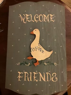 Vintage Wood Duck Welcome Sign Wall Plaque Farmhouse Country Cabin Decor 17x11” • $11.50