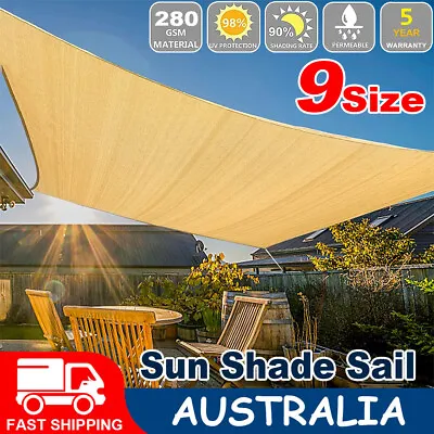 Sun Shade Sail 280GSM 360D HDPE Oxford Rectangle Triangle Heavy Duty Shade Cloth • $34.64
