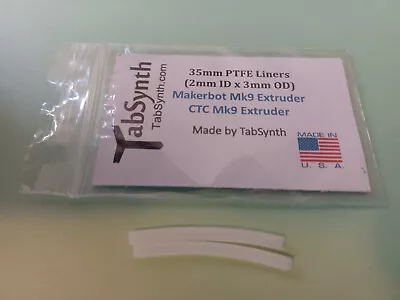 3mm 3D Printer Teflon Tube For Nozzle (2 Liners) From TabSynth Design Works • $7.95