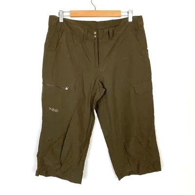 RAB Women's Capri Cargo Pants Khaki Brown Multi Pockets Zipper Hiking Large • $34.99