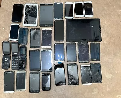 Bulk Lot Of 30 Various Phones Tablets Samsung LG Motorola FOR PARTS ONLY • $7.49