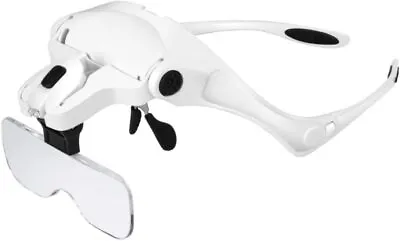 £13.99 • Buy Head Magnifier Visor 5 Able Lenses Magnifying Glasses LED Jewellery Loupe