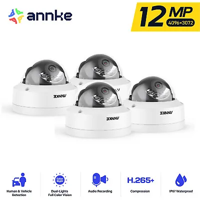 ANNKE 12MP Color Night Vision PoE CCTV IP Camera Audio Mic Security Vandal Proof • £65.99