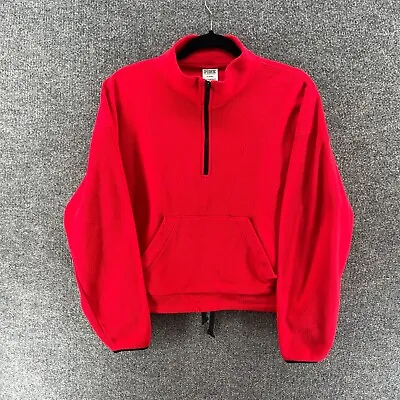 Victorias Secret Sweater Womens Medium Red 1/4 Zip Sweatshirt Fleece Comfort • $11.99