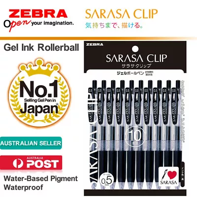 Zebra Sarasa Clip 0.5mm Black JJ15-BK 10 Pens (set) Ballpoint Gel Ink Rollerball • $26.85