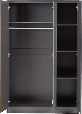 Malvern 3 Door Wardrobe Grey With Hangng Rail And Shelves • £199.95