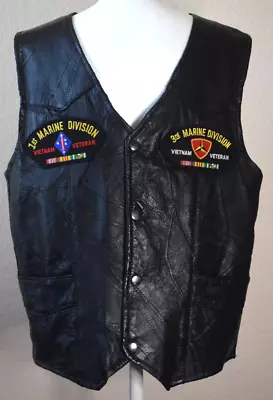 American Unique US Marine Vietnam Veteran Leather Riding Vest • $65.99