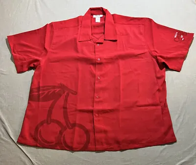 Vintage Casino At The Sea Twin Cherry’s Shirt Mens 2XL Red Button Bowling Lounge • $13.80