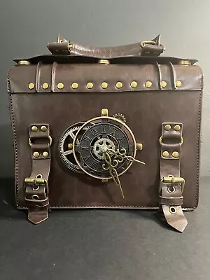 Ro Rox Lavinia Steampunk Satchel Bag Clock Gears Pendants Faux Leather • $55.95