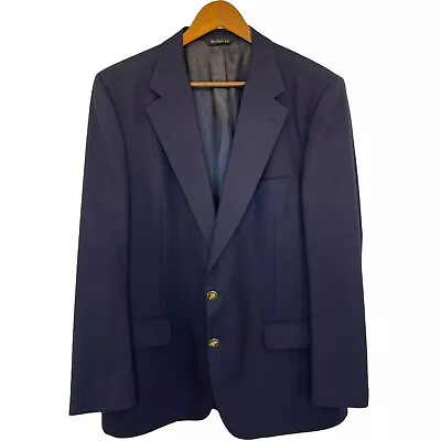 Burberry Jacket Mens 40 Navy Vintage Pure Wool Sport Coat Signature Buttons • $398.99