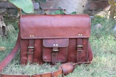 Vintage Design Leather Shoulder Strap Laptop Briefcase Office Bag - Au Stock • $69.97