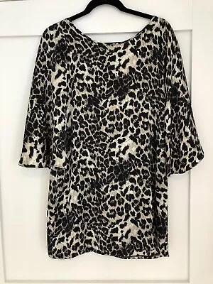 MIGUELINA Leopard Print Silk Tunic Beach Coverup Large • $105