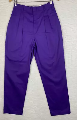 Bobbie Brooks Trousers Womens 12 Tapered Pleated Purple High Waist Belted VTG • $19.99