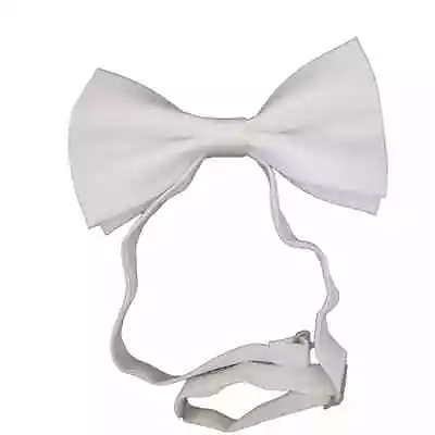 Unisex White Neck Bow Tie Dickie Bow Clip On Weddings Fancy Dress Gangster Party • £2.30