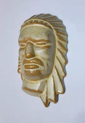 Frankoma Pottery Indian Chief Mask Or Head Wall Hanging Light Brown Tan 4  By 2  • $21.95