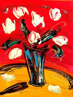 WHITE TULIP  By  Mark Kazav  Large Abstract Modern Original Oil Painting Werg5th • $57.77