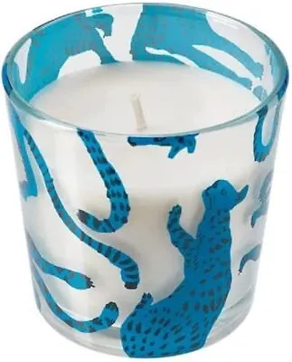 IKEA MEDKAMPE Scented Candle In Glass Cat/Freshly-Picked Blueberries Blue • £5.99