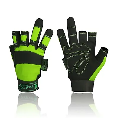 Fingerless Work Gloves High-Viz Gripper For Mechanics Builders Yards Carpenter. • £98.99