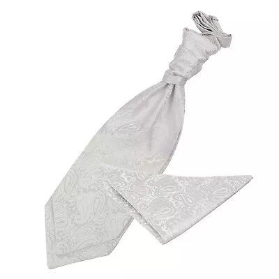 Ivory Woven Floral Paisley Wedding Mens Cravat Handkerchief Set By DQT • £11.99