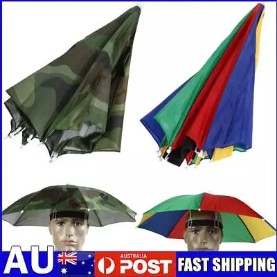 55cm Foldable Headwear Umbrella Fishing Hiking Hat Cap Camping Headwear • $12.39